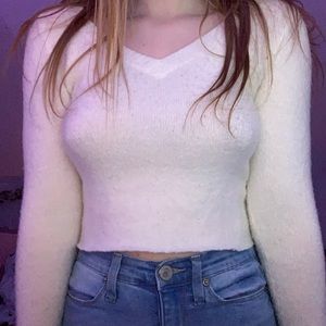 Cropped white sweater